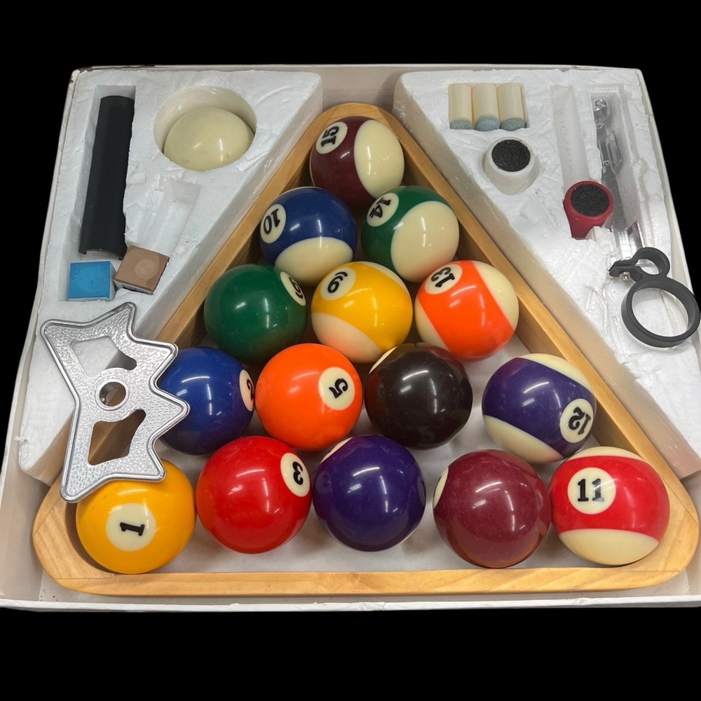 Sports Craft Billiard -Cue - Ball Set Bundle 16 Balls & Accessories and Rack